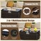 Outdoor 2-in-1 PE Rattan Fire Pit Table Set with Propane Tank Holder Lava Rocks